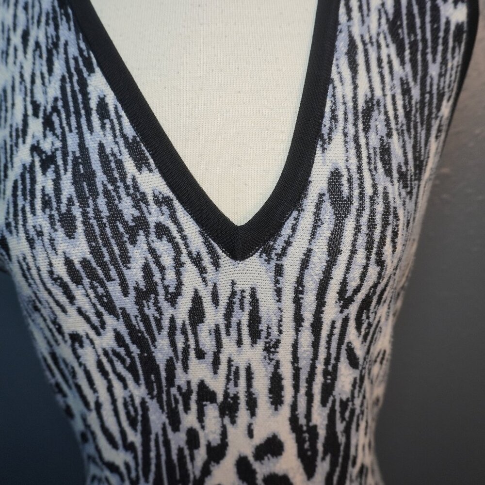 Rachel Roy Womens Black Off White Leopard Sweater Sleeveless Dress Size Small - Picture 5 of 9